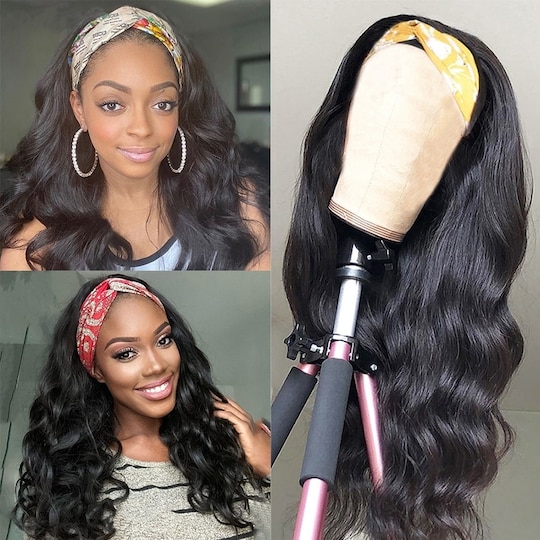  Body Wave Headband Wigs 150% Density Brazilian Glueless Human Hair Wigs Natural Color