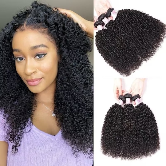  Peruvian Kinky Curly Weave 3 Bundles Remy Hair