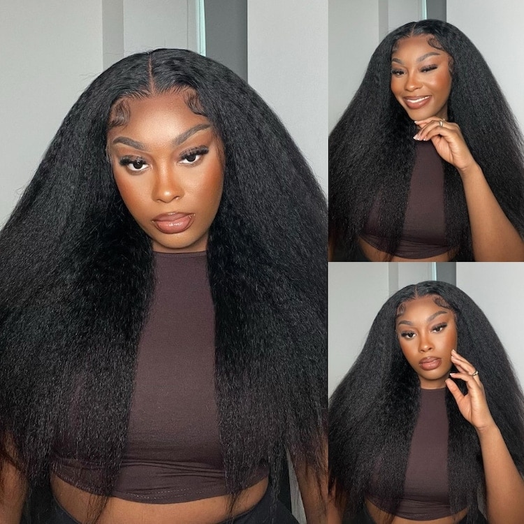 Beautyforever 13x4 Pre-Everything Frontal Kinky Straight Wig Pre-Bleached and Pre Cut Lace Put on Go Glueless Wigs