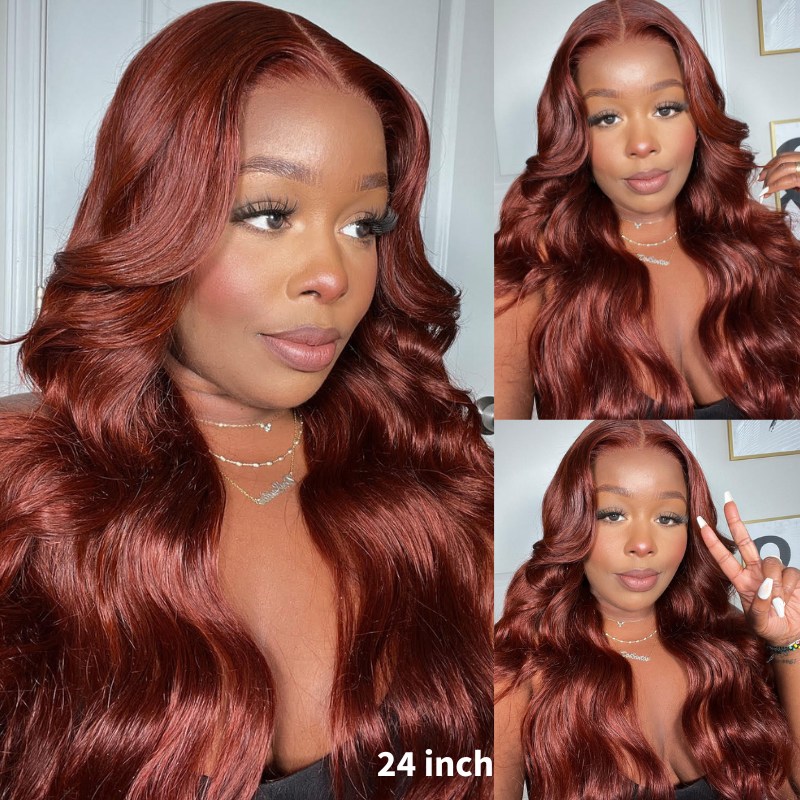 ByeBye Knots Wig Reddish Brown Body Wave wig