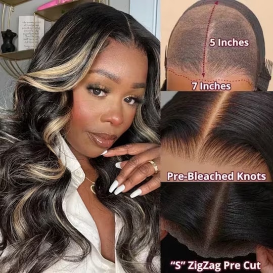 [Spring Perfect Color]Blonde Highlight Balayage Black Body Wave Wig Member Exclusive
