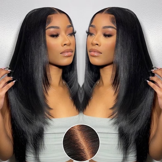  13x4 Lace Frontal Wigs Pre-Everything Put on and Go Glueless Long Straight Human Hair Wig