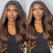  Balayage Brown Highlight 3D Body Wave 7x5 Bye Bye Knots Wig Put on and Go Glueless Lace Human Hair Wigs with Pre-Bleached Invisble Knots