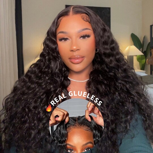 Glueless Put On And Go 6x4.75 Pre-Cut Lace Ocean Wave With Baby Hair Natural Color Water Wave Wigs For Summer Shopping