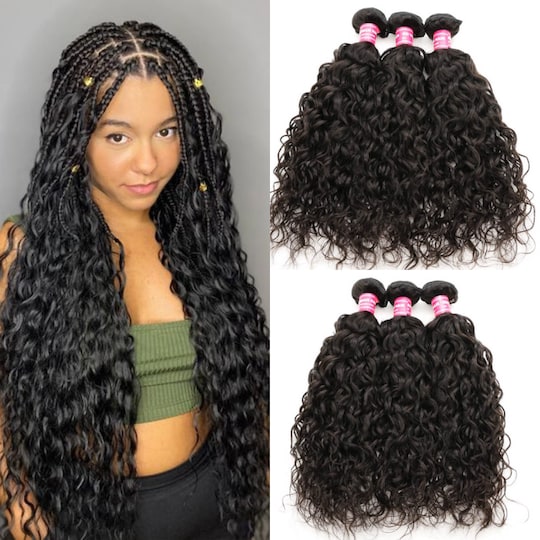  Indian Water Wave Hair Weave 3 Bundles