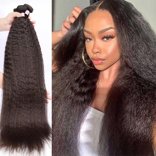 Best Kinky Straight Hair 3 Bundles Deals Peruvian Virgin Human Hair