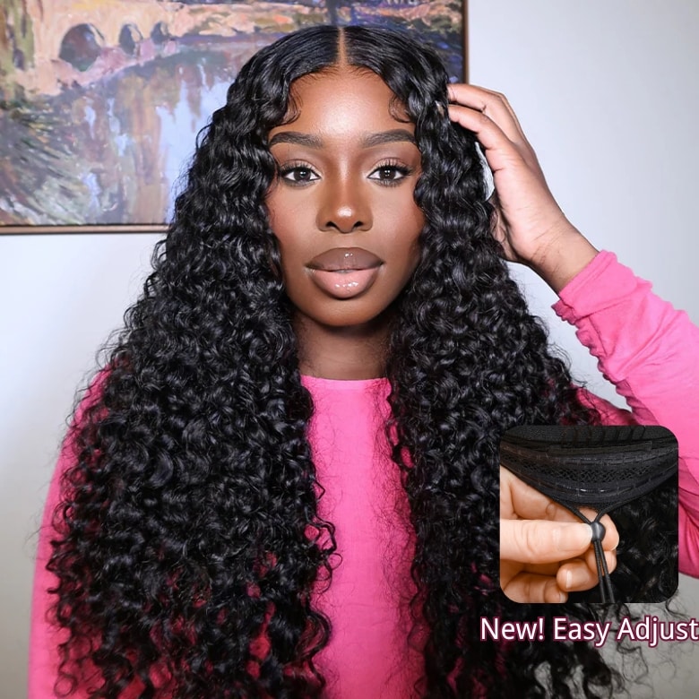 Beautyforever EasiContour V Part Jerry Curly Wig Glueless Natural Black Soft 100% Unprocessed Human Hair Wigs