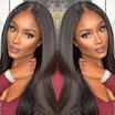  Yaki Straight Lifesaver EasiContour V Part Wig Real Scalp Put on and Go Glueless Human Hair Wig