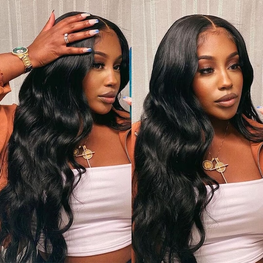  Unprocessed Glueless EasiContour V-Part Wig Human Hair Body Wave Wigs Virgin Hair Natural Black Wigs