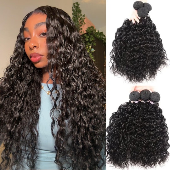  Peruvian Water Wave 3Bundles Natural Color Human Hair