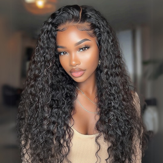  360° Snug Fit 7x5 Bye Bye Knots Wig Water Wave Human Hair Wigs with Bleached Knots