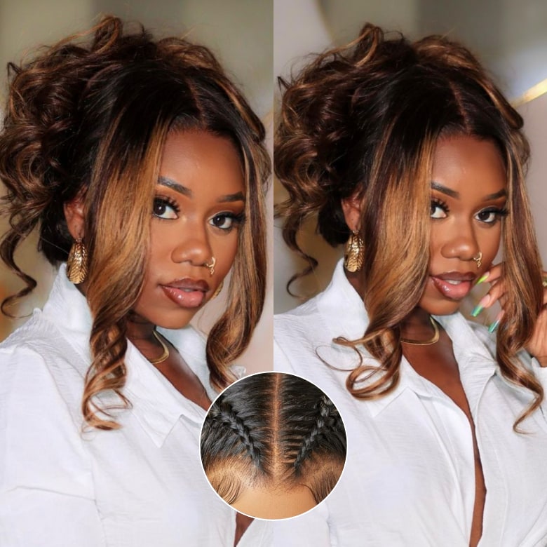  Balayage Brown Highlight 3D Body Wave 7x5 Bye Bye Knots Wig Put on and Go Glueless Lace Wigs with Invisble Knots