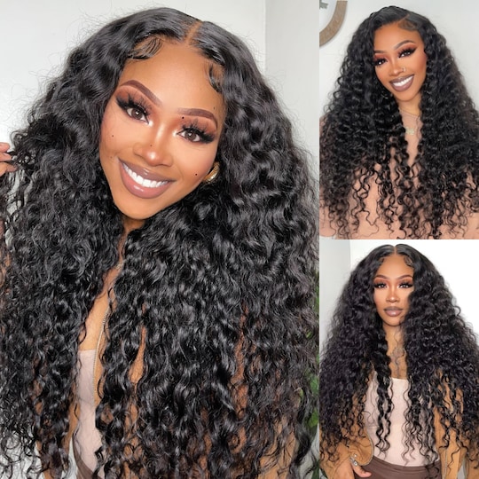  7x5 Bye Bye Knots Put on and Go Glueless Wig Pre Cut Lace Ocean Water Wave Human Hair Wig with Invisible Knots