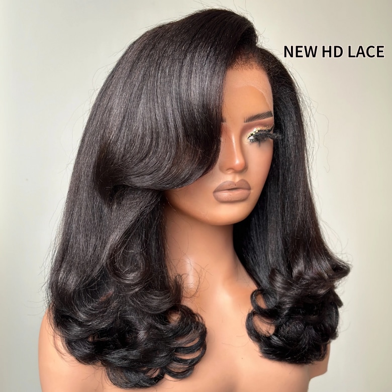  BlendAway 5x5 HD Lace Glueless Wig Yaki Straight Put on and Go Pre-Cut Pre-Bleached Human Hair Wigs