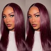 7x5 and 13x4 Lace Frontal Black Cherry Layered Straight Pre-Everything Effortlessly Glueless Wig