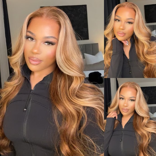  Highlight Blonde Body Wave Glueless Lace Wig 7x5 Bye Bye Knots Wigs with Invisible Knots