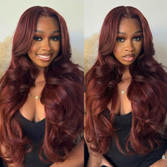  7x5 ByeBye Knots Wig Reddish Brown Body Wave Put on and Go Glueless Wigs with Bleached Knots