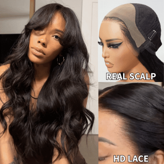  @Lynee HD Real Scalp™ Wig 13x4 Invisible HD Lace Frontal Loose Wave Face Framing Curtain Bangs Human Hair Wig