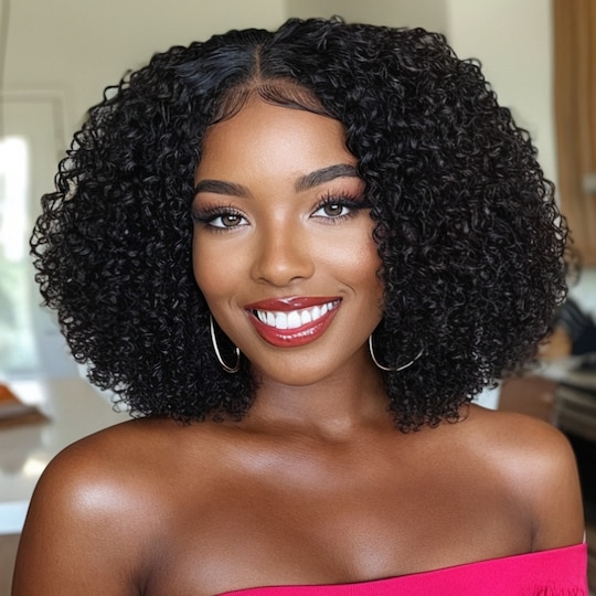  Afro Kinky Curly Bob Wig 7x5 Lace Closure Pre-Everything Human Hair Wigs