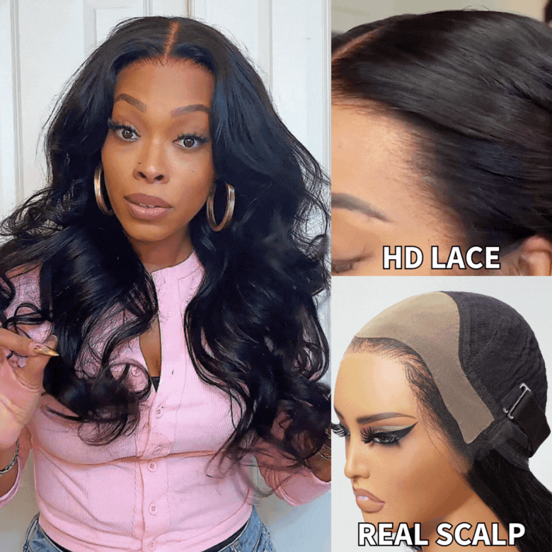  @Lynee HD Real Scalp™ Wig 13x4 Invisible HD Lace Frontal Loose Wave Face Framing Curtain Bangs Human Hair Wig