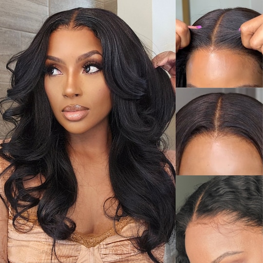 BlendAway 5x5 HD Lace Glueless Wig Yaki Straight Put on and Go Human Hair Wigs