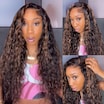  @Crownmecutie Golden Brown Highlight Water Wave 7x5 Bye Bye Knots Lace Closure Human Hair Wig