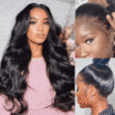  13x4 Pre-Everything Lace Frontal Body Wave Human Hair Wigs with Invisiknots and Invisi-Drawstring