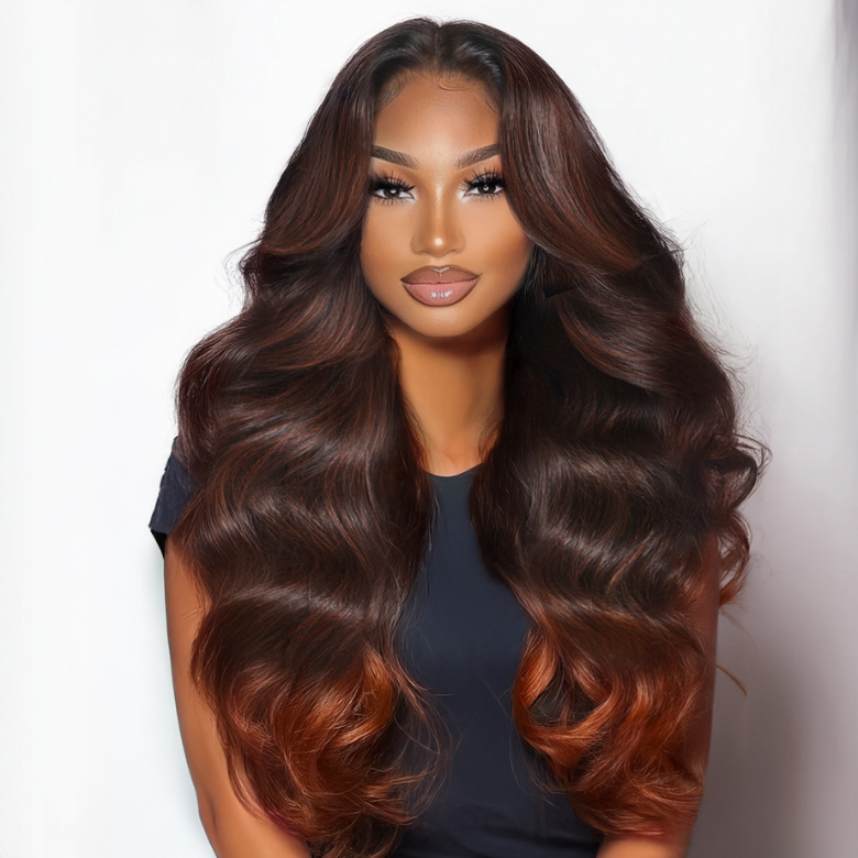 Beautyforever 13x4 Pre-Everything Lace Frontal Wig Brown to Red Ombre