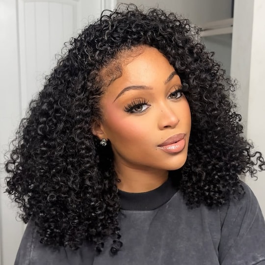  FlipBlend™ Half Wig Kinky Curly Glueless Human Hair 3 In 1 Half Wig with 4C Edge and Invisi-Drawstring