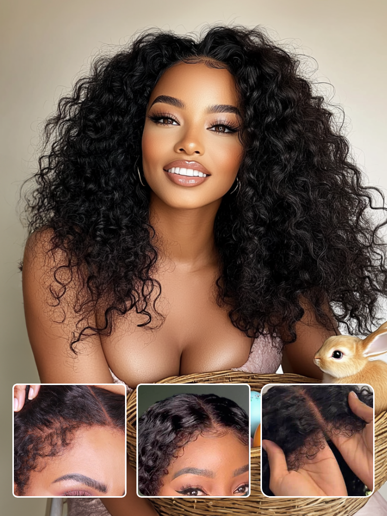Beautyforever Invisible Knots Jerry Curly Wig 7x5 Lace Closure Put