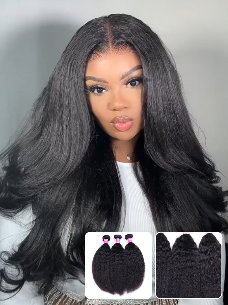 BeautyforeverBest Kinky Straight Hair 3 Bundles Deals Peruvian Virgin Human