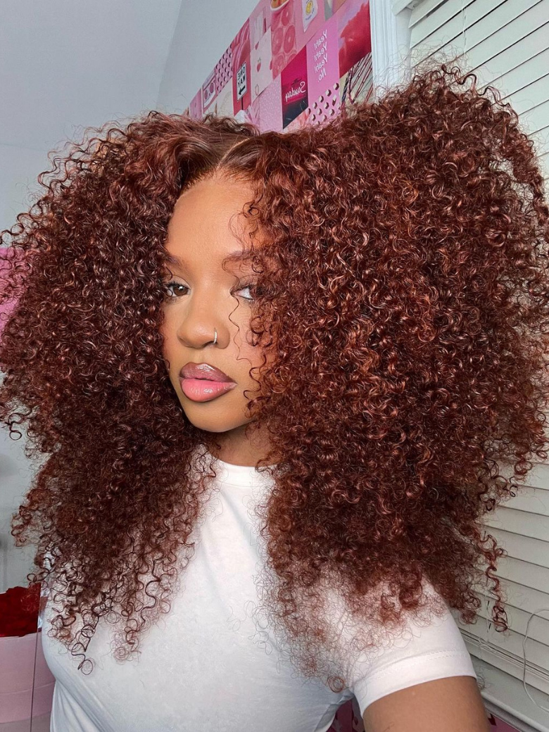 Beautyforever 33B Auburn Afro Kinky Curly Wigs 13x4 Pre-Everything Lace