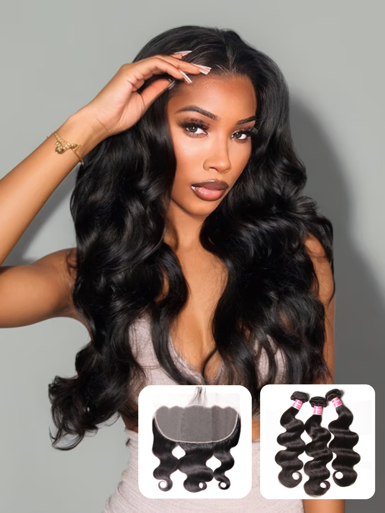 Beautyforever Brazilian 13x4 Lace Frontal  With 3Bundles Body Wave