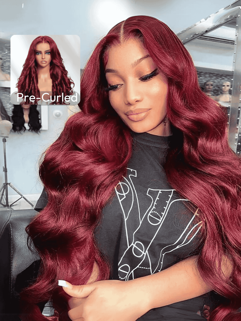 Fall-Exclusive Color 13x4 Pre-Everything Lace Frontal Burgundy Loose Wave Wig