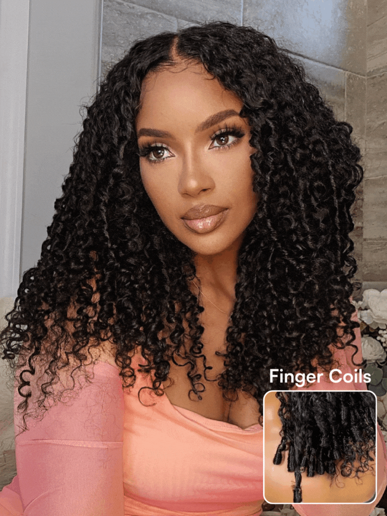 Beautyforever New V Part Glueless Wigs Curly with Finger Coils