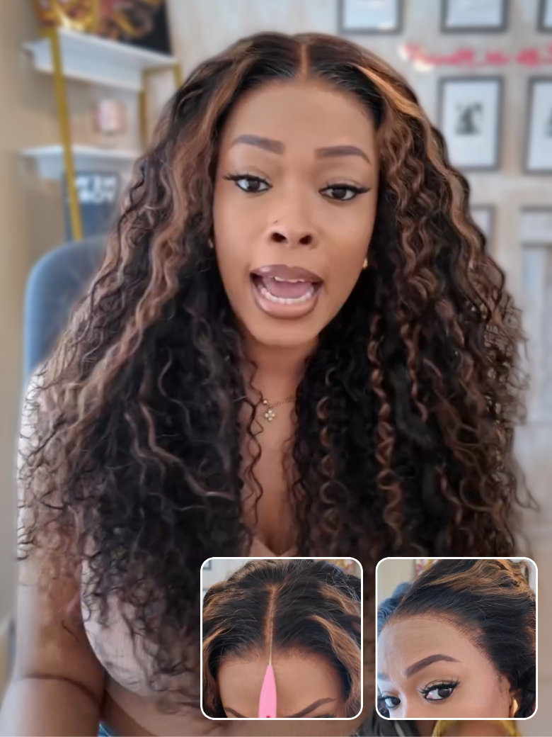 Beautyforever Water Wave Curly Golden Brown Highlight Wig  display picture 2