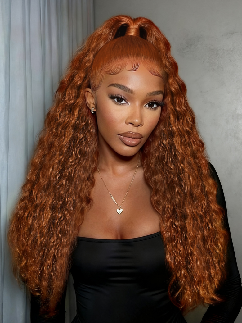 Beautyforever Copper Brown 13x4 Pre-Everything Lace Wigs Water Wave Human