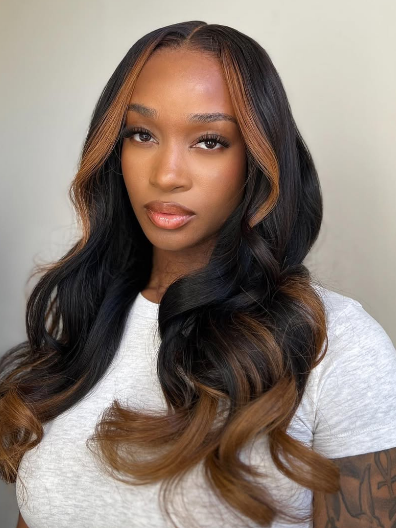 Beautyforever V-Part Chestnut Brown Ombre Body Wave Wig Real Scalp