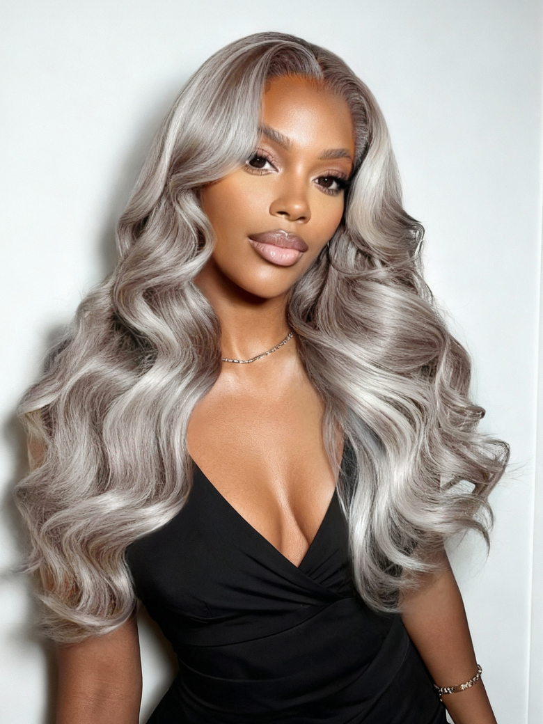 Beautyforever Silver Ash Smoky Balayage Platinum Money Piece Grey Blend