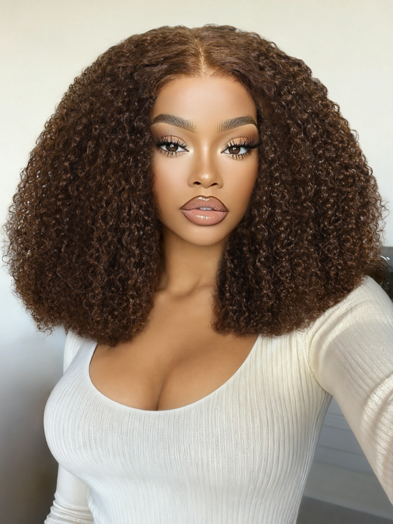 Beautyforever Afro Kinky Curly Brown Wigs 13x4 Pre-Everything Lace Frontal