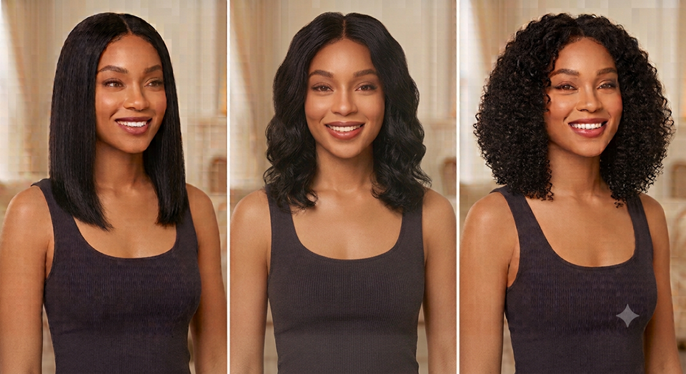 looks of 14-inch wigs with different textures
