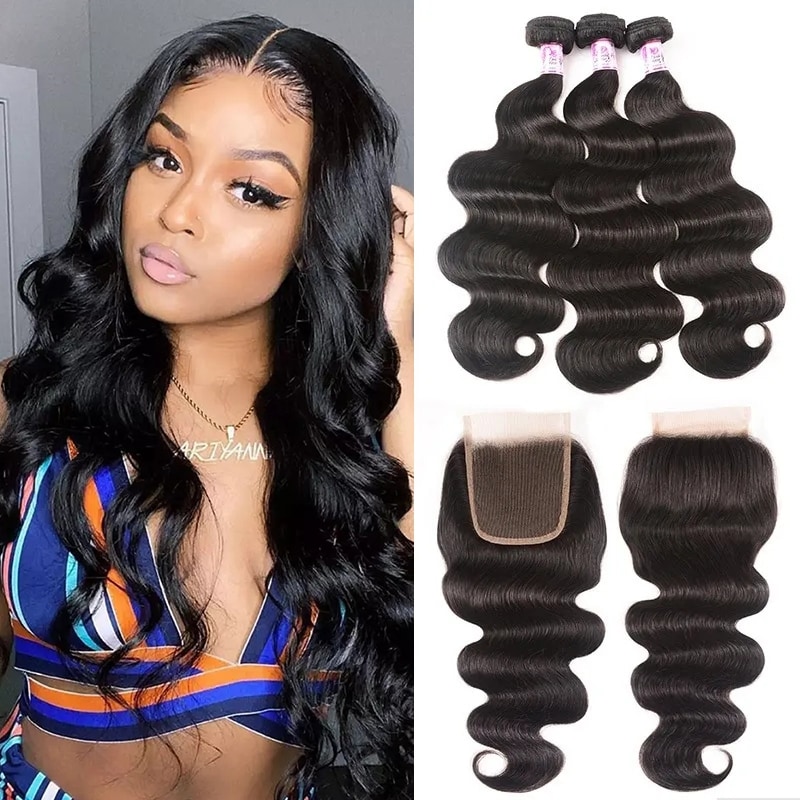 Beautyforever 3 Bundles Brazilian Body Wave With Lace Closure lace closure bundle deal