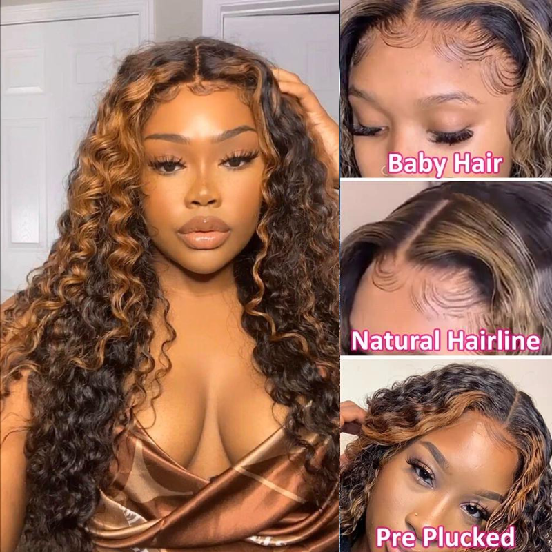 13x4 Brown Copper Beach Wave Wig display picture 1