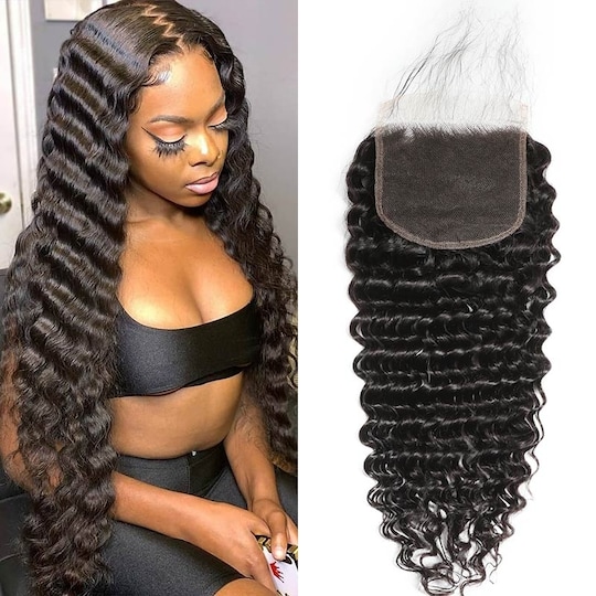  Invisible Deep Wave Free Part 5x5 HD Lace Closure Virgin Hair Closure For Women