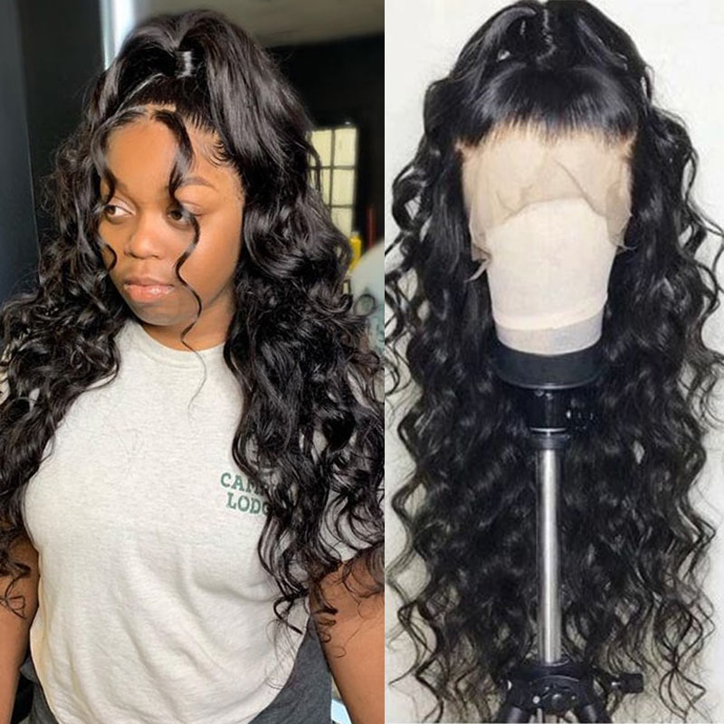 Beautyforever Realistic 360 Lace Frontal Long Natural Wave 180 Density Human Hair Wigs