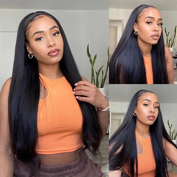 Beautyforever Best Long Straight Hair Headband Wigs Human Hair Glueless Wigs 150 Density Natural Black