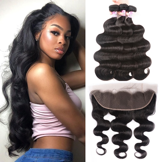  Brazilian 13x4 Lace Frontal Closure With 3Bundles Body Wave Hair