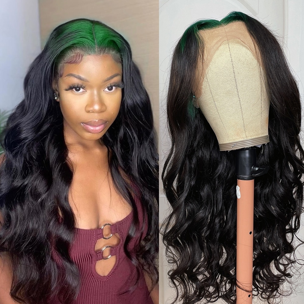 Beautyforever Pre Plucked 13x4 Lace Front Wig With Green Roots Black Hair 150 Density Loose Wave Human Hair Wigs