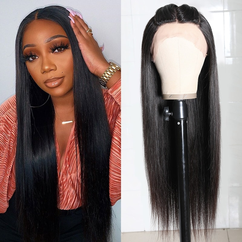 Three Part Lace Straight Human Hair Wigs