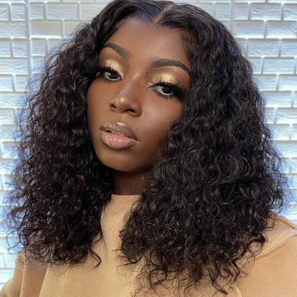 Beautyforever Natural Hairline 4x4 Lace Closure Wig Short Bob Water Wave Hair Black Wigs 150 Density